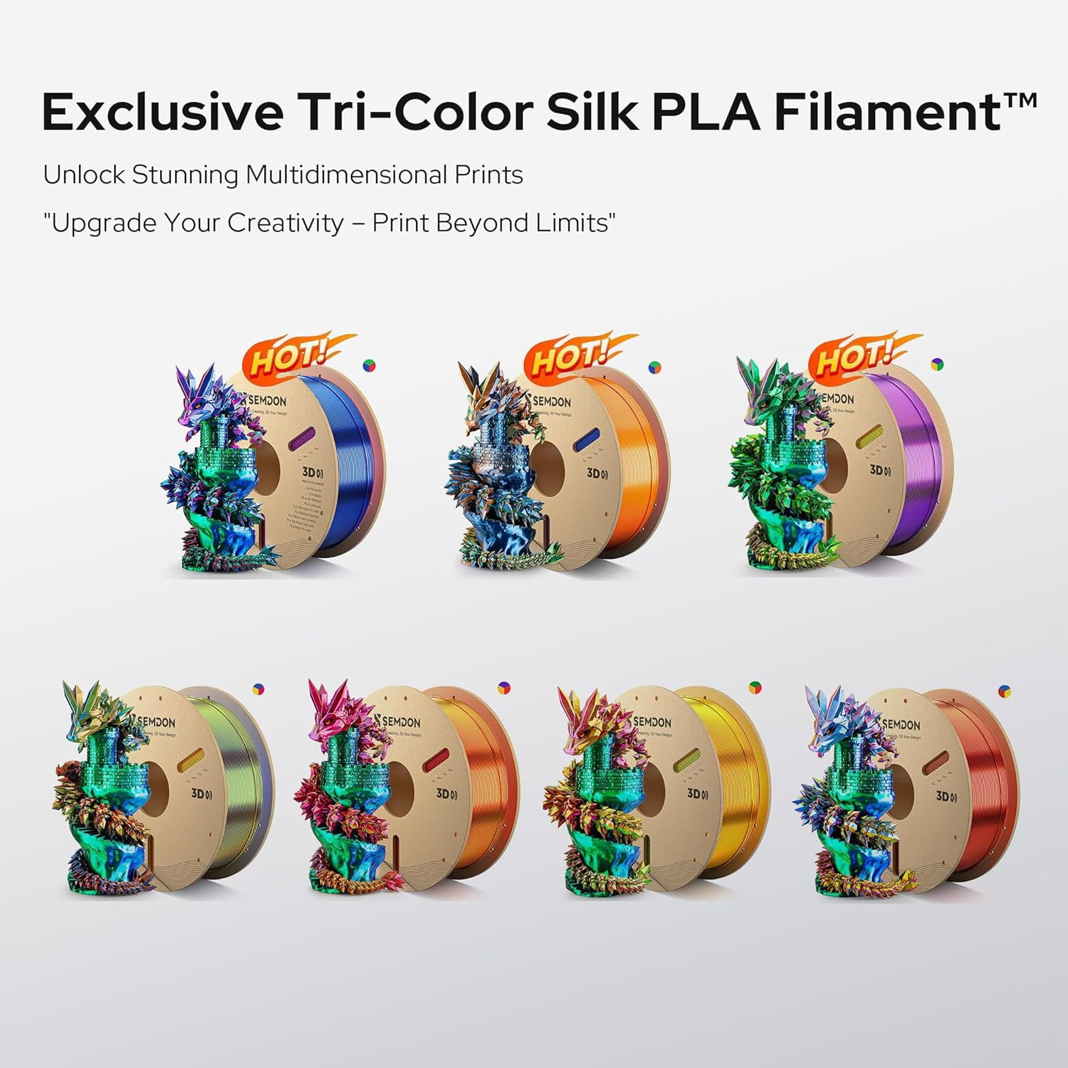 PLA Filament 1.75mm, Tri-Colors Gradient Rainbow Silk PLA Filament ±0.02mm - Metal 3D Printer Filament for Ender 3 V2, 3D Printer, Lithophane,1KG Spool(2.2lbs), Red/Blue/Green