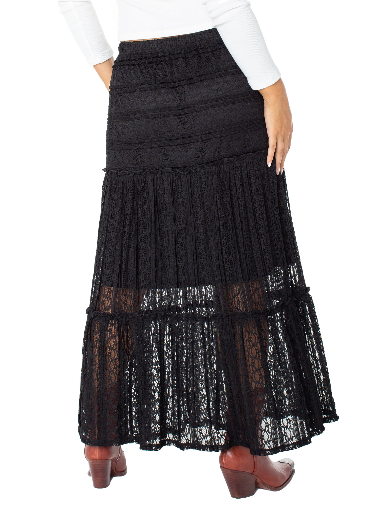 Celebrity Pink Women's Lace Tiered Maxi Skirt, Sizes XS-XXXL