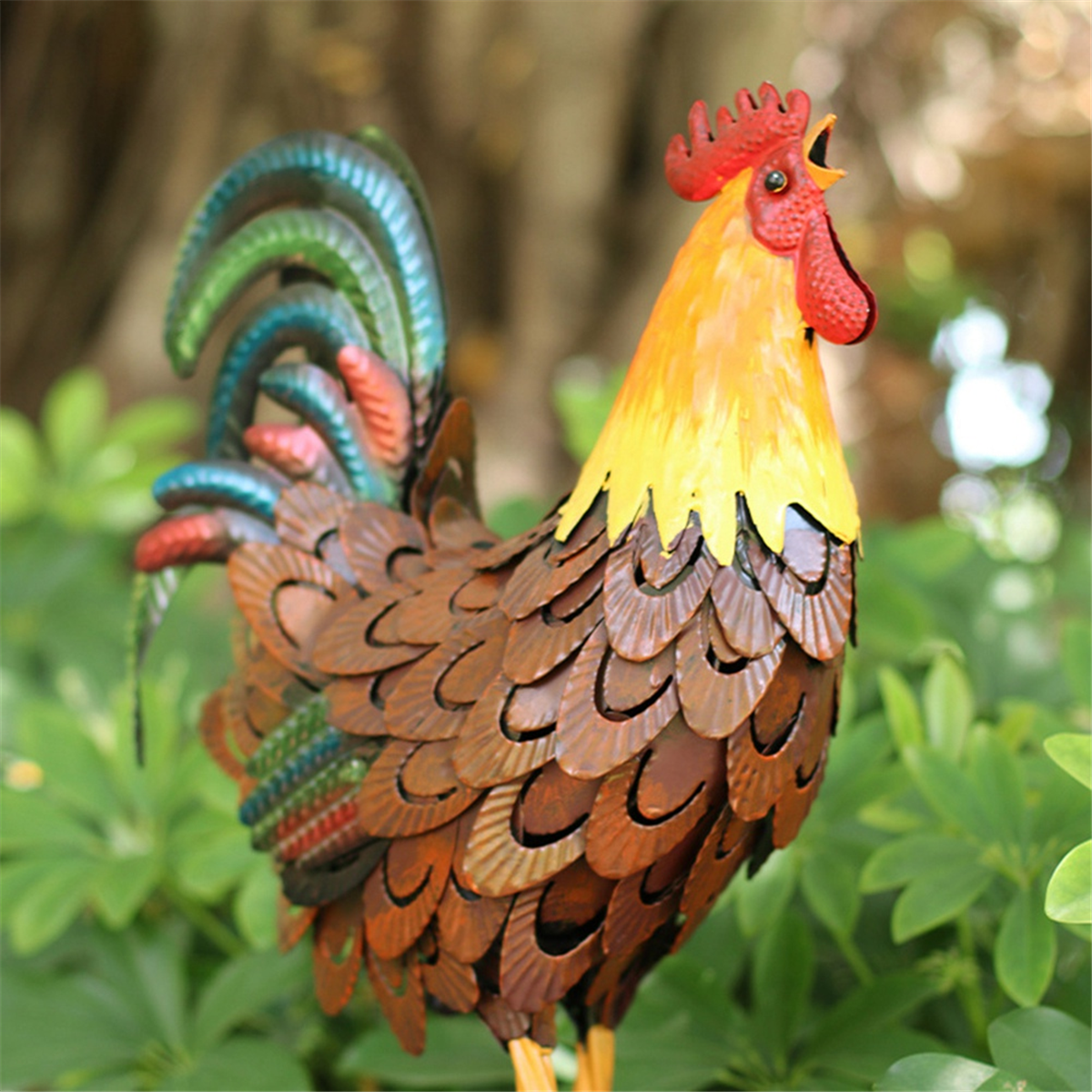 Metal Rooster Decor, Chicken Decor,Outdoor Garden Statues, Chicken Sculpture for Backyard Decor & Lawn Ornaments