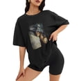 thumbnail image 2 of Women T Shirt Graphic Tee Summer Tops Half Sleeve Loose drop Shoulder Vintage Shirts Casual Shirt M, 2 of 5