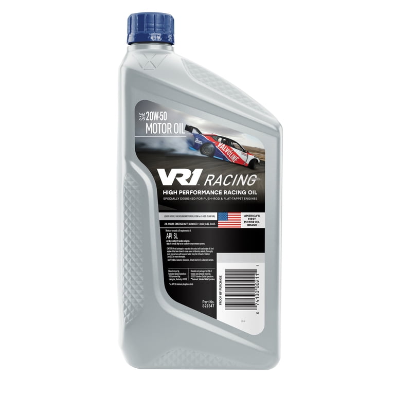 Valvoline, Racing Motor Oil, VR1 20W50 Quart, Performance Engine