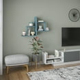 thumbnail image 2 of Ada Home Decor Furniture 33.86" 2 Tier Petrol Blue Webb Modern Wall Shelf, 2 of 7