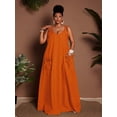 thumbnail image 3 of Plus Size Women's Green A-Line Dress, Casual Sleeveless Beach Vacation Dress, Summer, 3 of 10