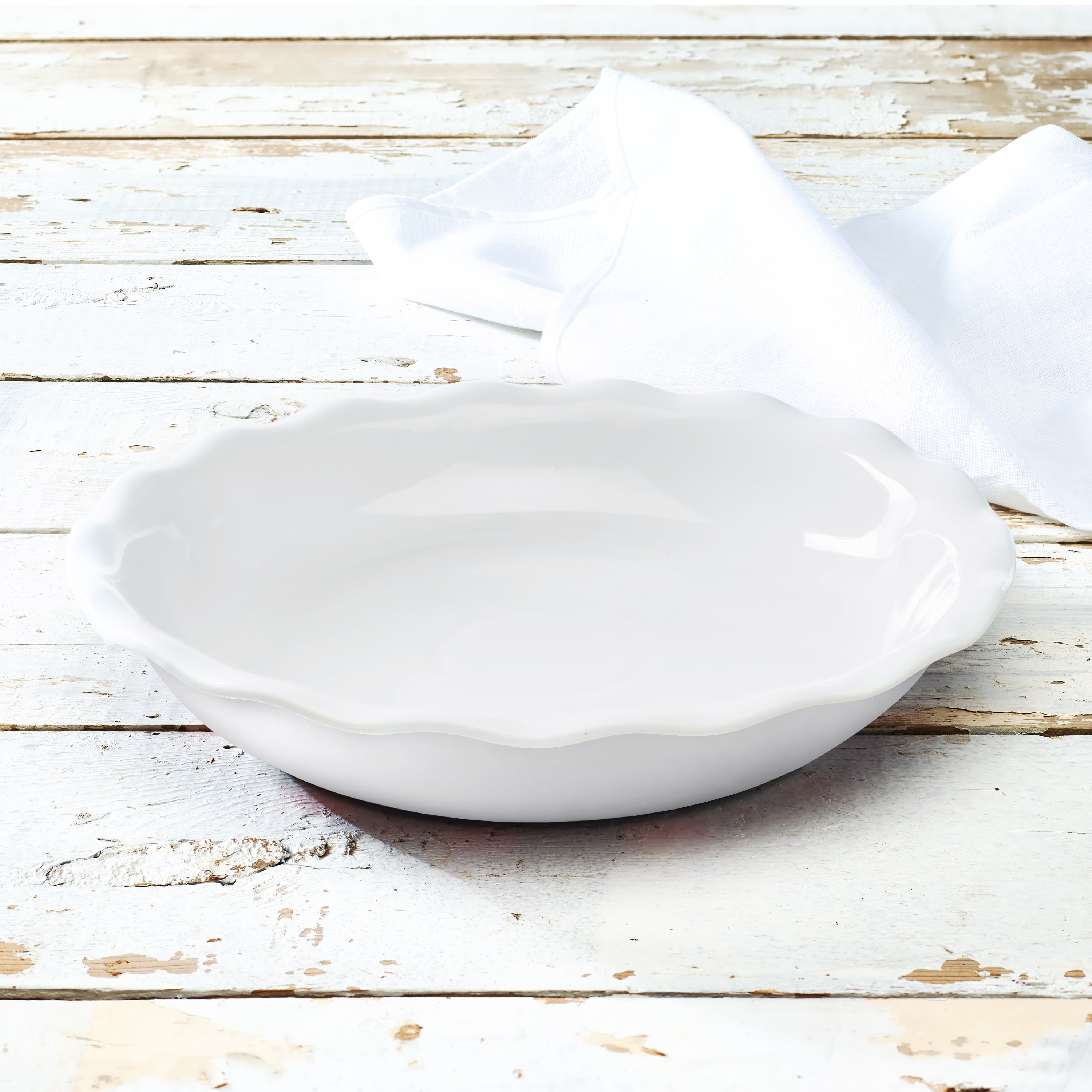 White Porcelain Collection 10" Pie Plate Dish, Walmart Exclusive