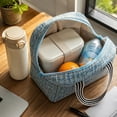 thumbnail image 5 of Yhmxh Tweed Insulated Lunch Bag, Reusable Thermal Lunch Tote Bag with Front Pocket & Double Hand Strap, Leakproof Cooler Lunch Box for Adults Work Office Picnic Travel, Portable Food Storage Handbag, 5 of 6