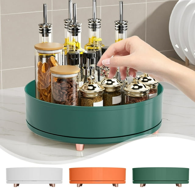 Bandeja organizadora giratoria de 360 grados para cosméticos, perfumes y suministros de cocina - Espacio de almacenamiento de sobremesa de gran capacidad para baño, dormitorio o encimera