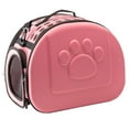 thumbnail image 4 of Transportín para gatos plegable, transpirable, de gran capacidad, portátil, con correa para el hombro, para viajes en coche, sin patrón, color rosa, 4 of 13