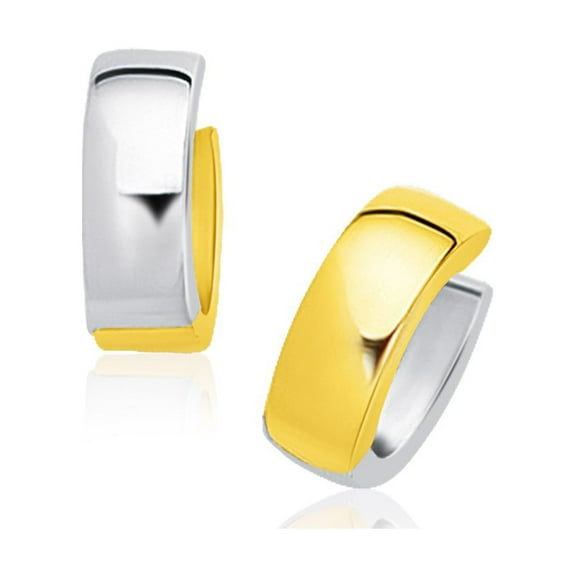 14k Two-Tone Gold Snuggable Style Earrings