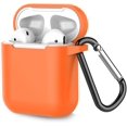 thumbnail image 1 of Coffea Protective Silicone Case with Keychain for AirPods 1 & 2 (Front LED Not Visible) (Vibrant Orange), 1 of 7