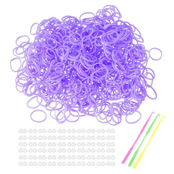 Uxcell 1800 Pcs Loom Rubber Bands Kit with 75 Pcs S-Clips 3-Hooks Light Purple