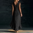thumbnail image 4 of VBVC Women's Sleeveless V Neck Maxi Dress, Ladies' Ruffled High Low Hem Flowy Dress, Summer Casual Vacation Dress For Women,Black,S-3XL, 4 of 7