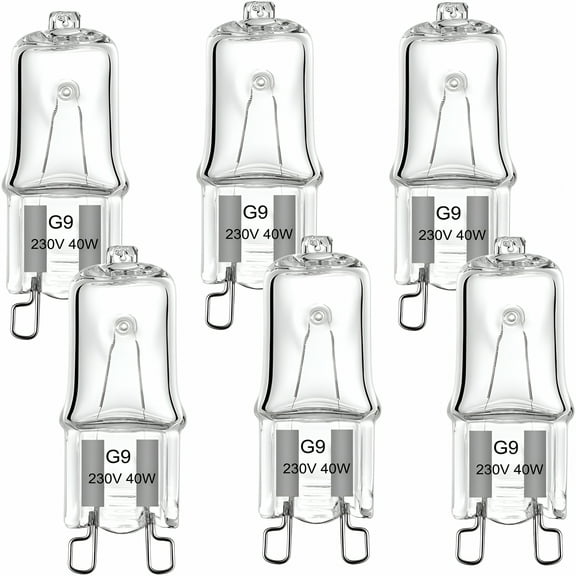 HIBIBUD 25W G9 Halogen Bulb Double Prong Ring Prong for Cabinet Lights,Landscape Lights,Table and Floor Lamps,Wall Lamps,Dimmable,230V,Warm White (2700k,6 Pack)