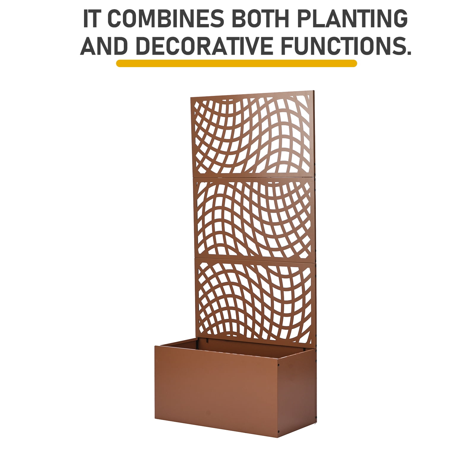 Metal Garden Bed with Trellis, 70 Inch Height Metal Planter Box with Trellis, Garden Box for Climbing Plants Vegetable, Metal Garden Bed with Drainage Holes