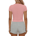 thumbnail image 5 of Sundazz Slim Fitted T Shirts for Women Short Sleeve Ruched Crop Tops Summer Basic Tees, XS-XL, 5 of 9