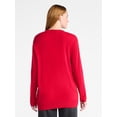 thumbnail image 3 of Time and Tru Women's Ribbed Panel V-Neck Sweater with Long Sleeves, Midweight, Sizes XS-XXXL, 3 of 5