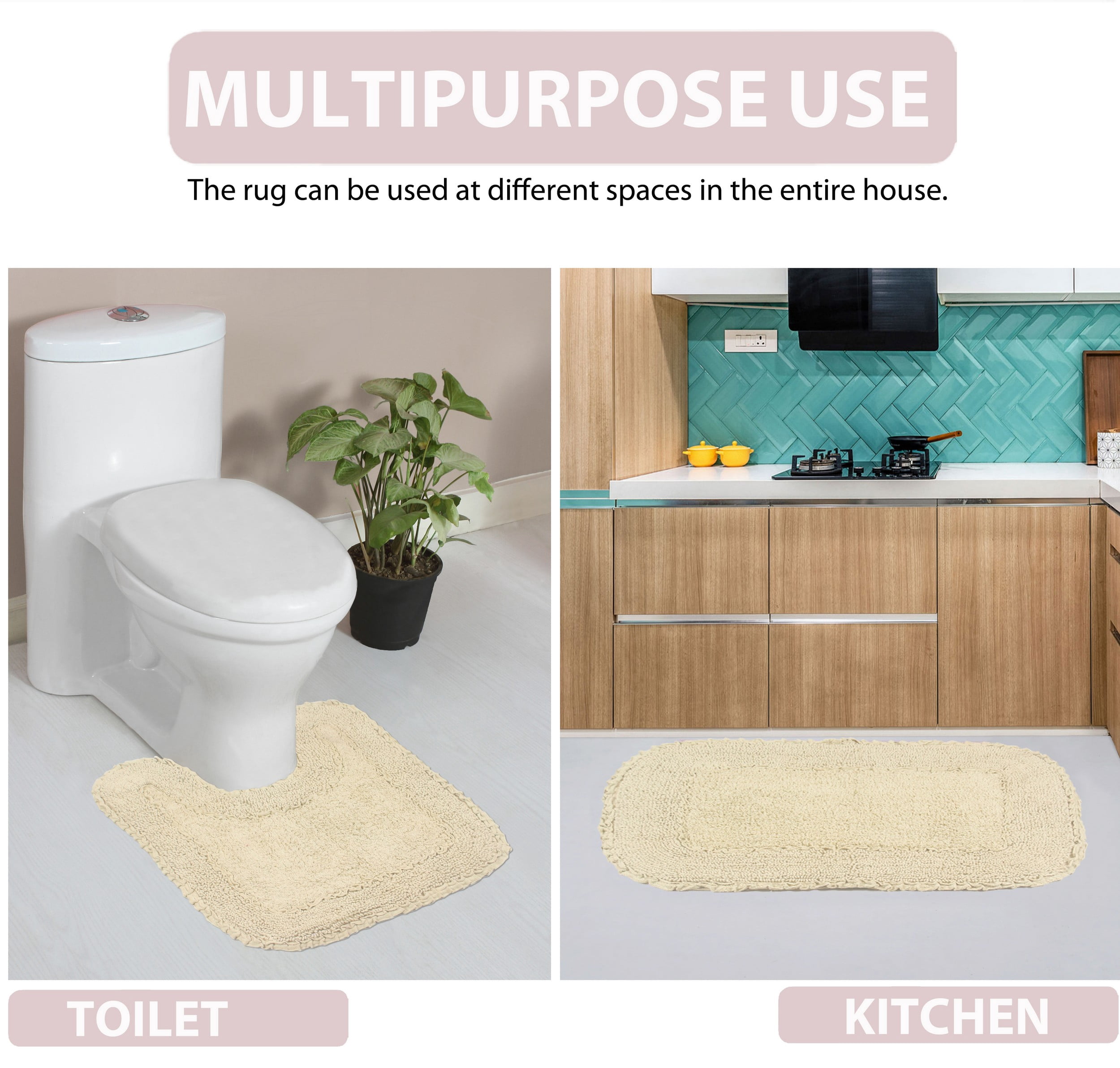 Home Weavers Radiant Collection Bathroom Rug 100% Cotton Tufted Round Shape Bathroom Rug, Soft & Absorbent Bath Rugs, Non-Slip Bath Rug, Machine Wash Dry Bath Mats - 22" Round, Ivory