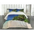 thumbnail image 3 of Ambesonne Beach Quilted Bedspread Set 3 Pcs, Sandy Coastline Surreal, Queen Size, Lime Green Blue Cream, 3 of 5