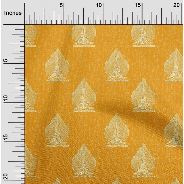 oneOone Cotton Flex Fabric Leaves & Tree Block Print Sewing Fabric BTY 40 Inch Wide