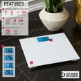 thumbnail image 3 of Taylor 11.8" x 11.8" Digital Glass Wellness Scale Battery, FSA HSA Eligible, 400 lb Capacity, White, 3 of 9
