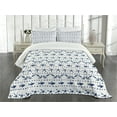 thumbnail image 3 of Ambesonne Navy Quilted Bedspread Set 3 Pcs, Anchor Starfish Sea Life, Queen Size, Navy and White, 3 of 5