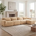 thumbnail image 3 of LifeSky No Assembly Required L Shaped Sectional Sofa for Move-in Day Lounge: 5 Minute Setup Click Together Modular Couch - 32D High Density Foam - Anti-Slip Bottom - Light Khaki, 3 of 11
