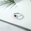thumbnail image 3 of Gem Stone King 925 Sterling Silver Red Created Ruby and White Topaz Bypass Ring for Women (0.82 Cttw, Gemstone July Birthstone, Round 4MM, Available in Size 5, 6, 7, 8, 9), 3 of 4