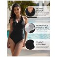thumbnail image 6 of Women's One-Piece Swimsuit, Sexy Ruched Deep V-Neck Monokini, Shaping Tummy-Control Ruffle Bathing Suit, 6 of 6