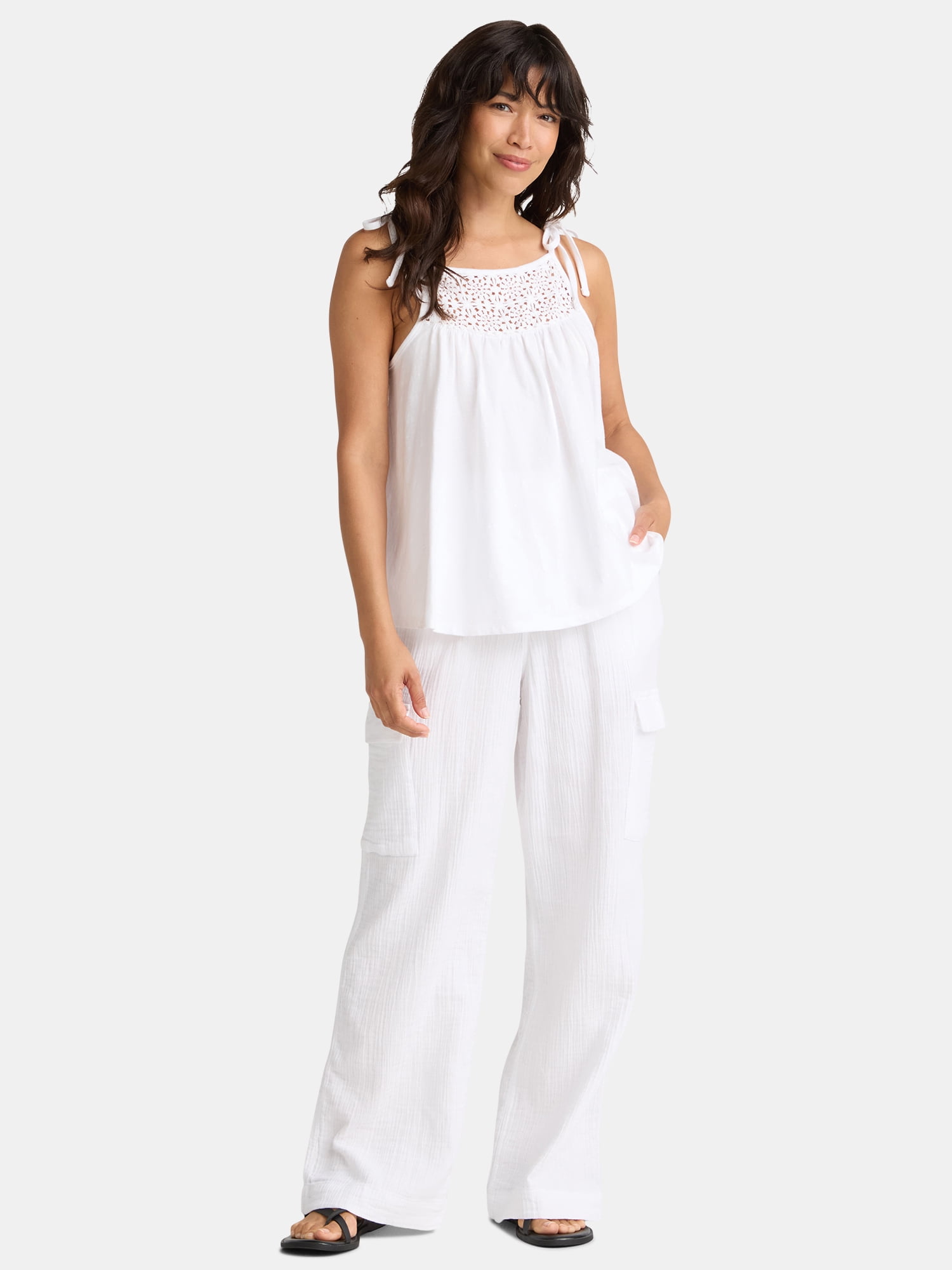 Time and Tru Women's and Women's Plus Cotton Double Cloth Cargo Pants, Sizes XS-4X