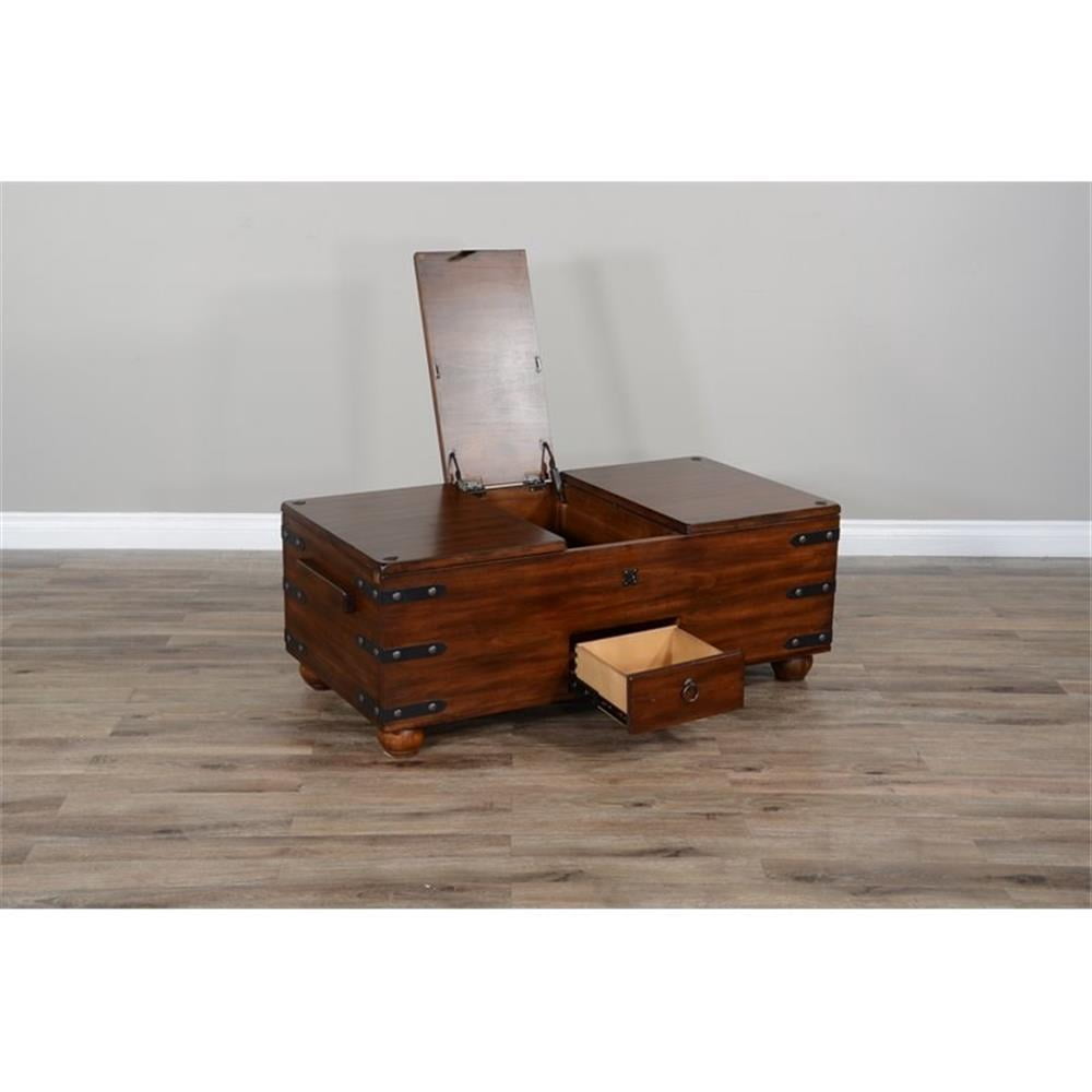 Sunny Designs Santa Fe 48" Traditional Wood Trunk Coffee Table in Dark Chocolate