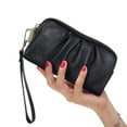 thumbnail image 7 of KAWELL Genuine Leather Wristlet Wallet for Women - Luxury Ruched Clutch with Wrist Strap, 7 of 7
