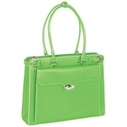 W Series | WINNETKA | 15" Leather Laptop Briefcase w/ Removable Sleeve - Green