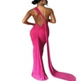 thumbnail image 3 of Womens Maxi Bodycon Dress Halterneck Backless Slim Fit Solid Cocktail Dresses for Evening Party, 3 of 4