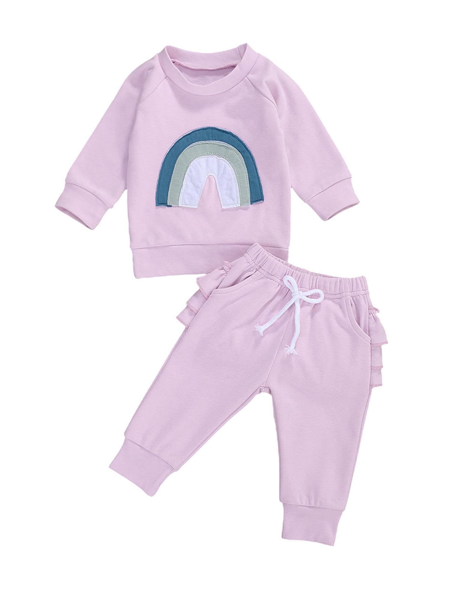 Musuos Baby Boys Girls Long Sleeve Rainbow Sweatshirt Top Ruffle