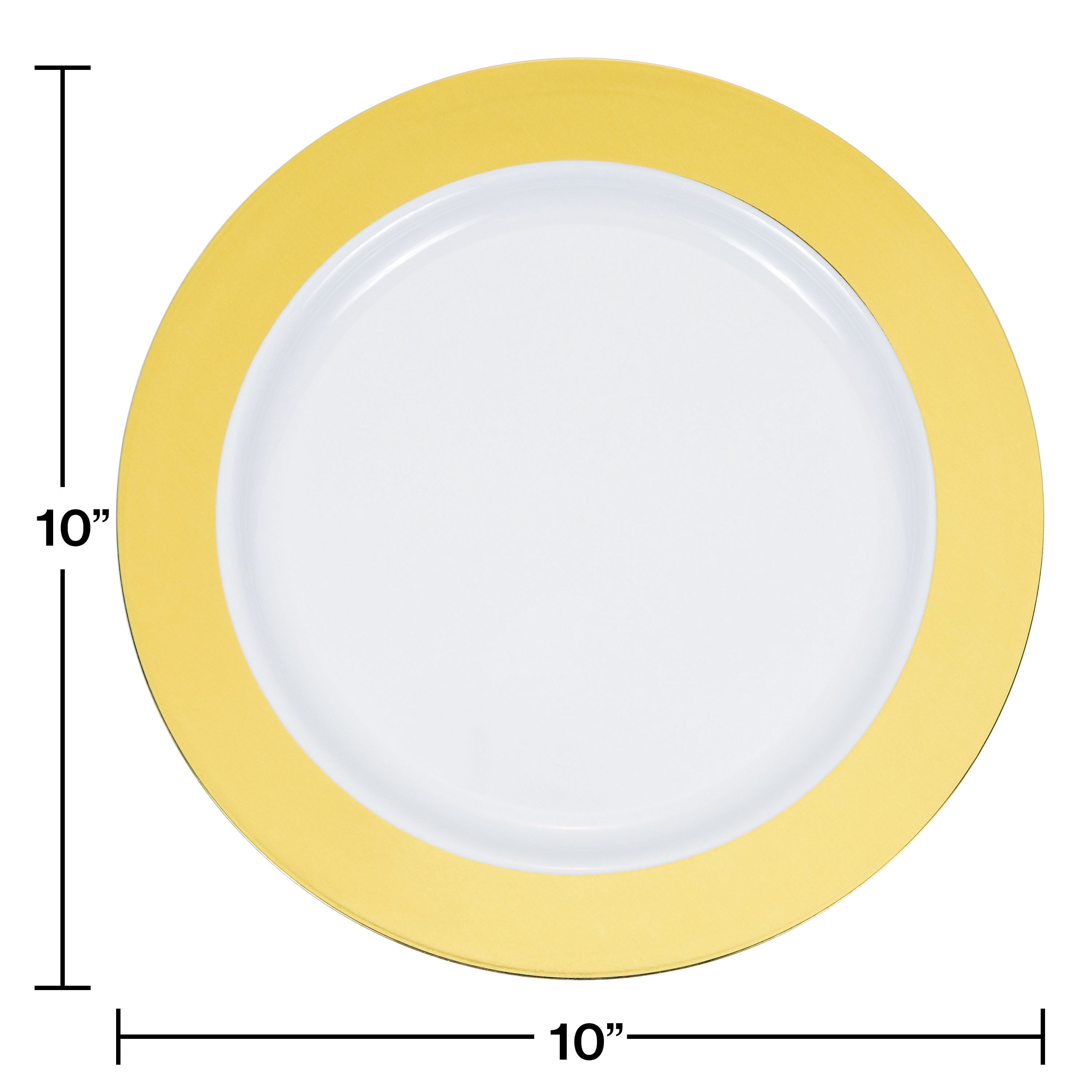 Gold Rim Plastic Dinner Plates, 30 Count
