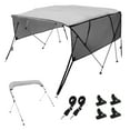 thumbnail image 2 of KFFKFF 4 Bow Bimini Boat Canopy, Removable Mesh Walls, 600D Fabric Shade, 1" Aluminum Frame, Comes with Storage Case, Two Straps, Support Rods, 8ft Length x 54in Height x 91-96in Width, Light Grey, 2 of 9