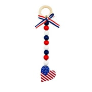 Jpgif Independence Day Patriotic Wood Bead Tassels Flag Pendant Indoor Wall Home Decor
