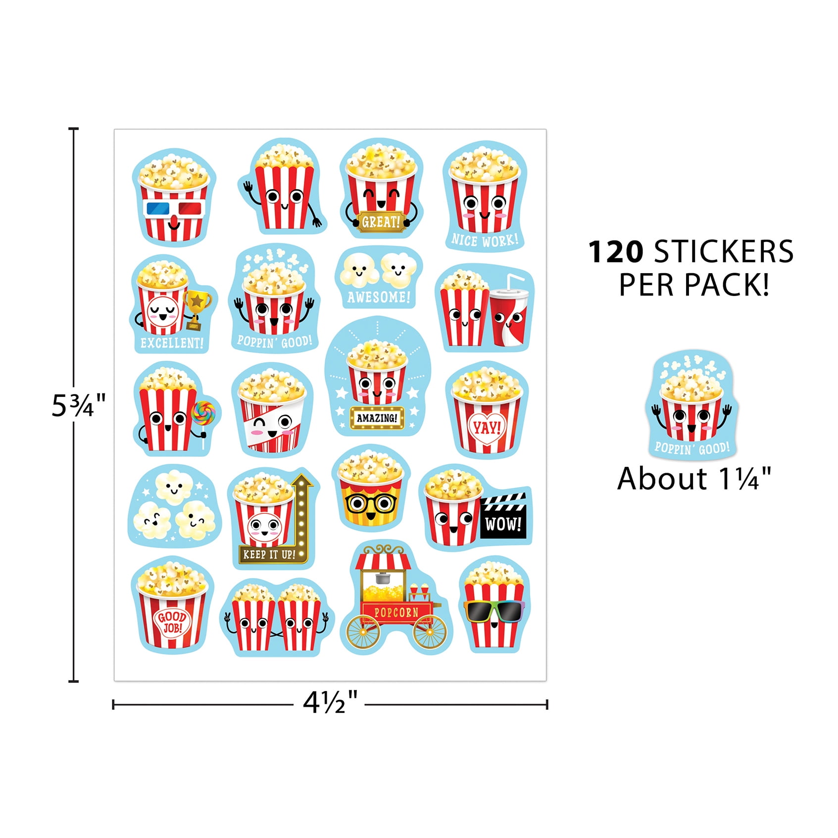Teacher Created Resources Popcorn Smelly Stickers, 120 Per Pack, 6 Packs
