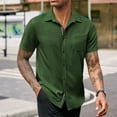 thumbnail image 7 of bnaln Men's Short Sleeve Polyester Shirts Dress Shirt Wedding Hawaiian Button Down Shirts Summer Beach Casual T Shirts,Classic Regular Fit,Green,Size M, 7 of 7