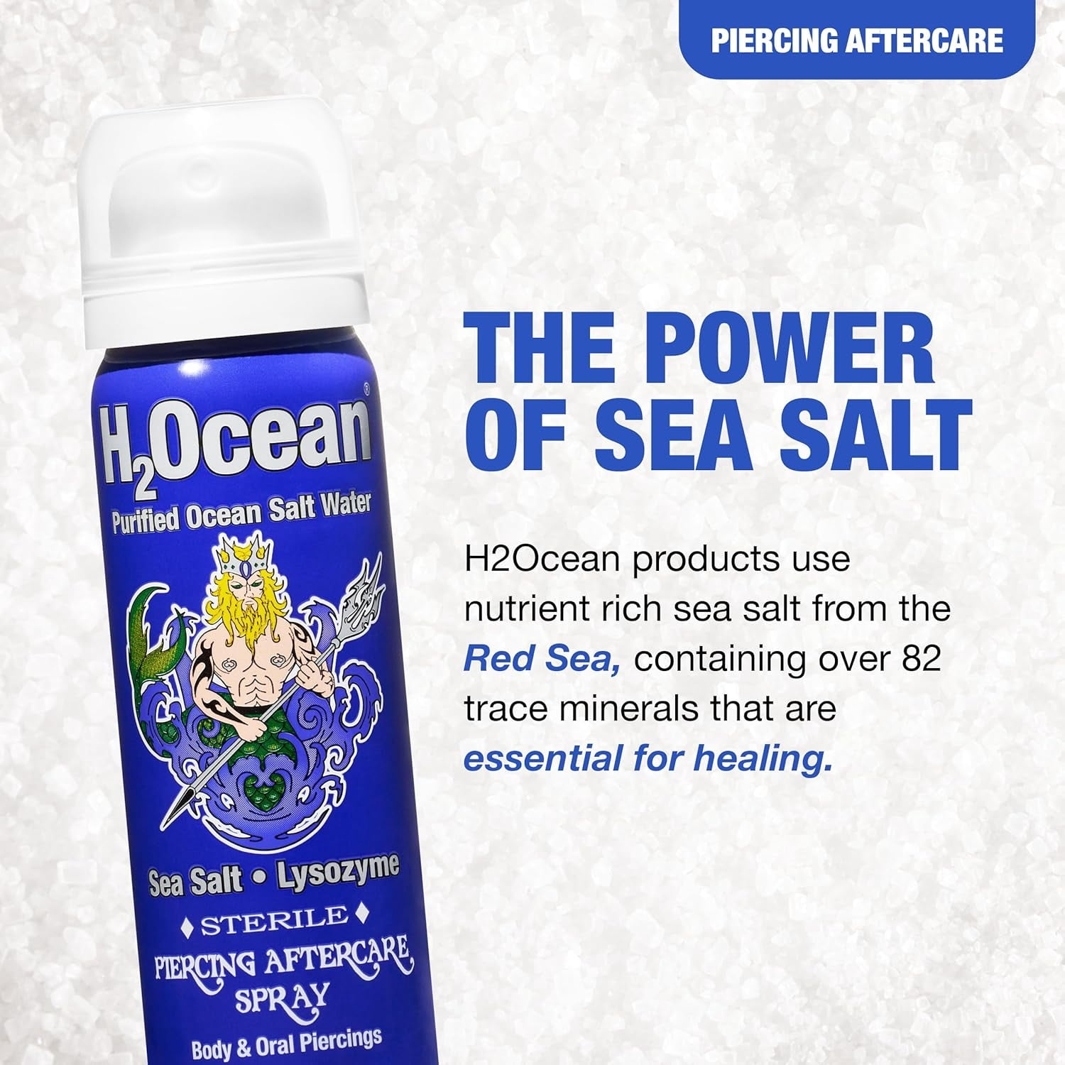 H2Ocean Piercing Aftercare Spray Sea Salt Saline Spray for Piercings 1.5oz