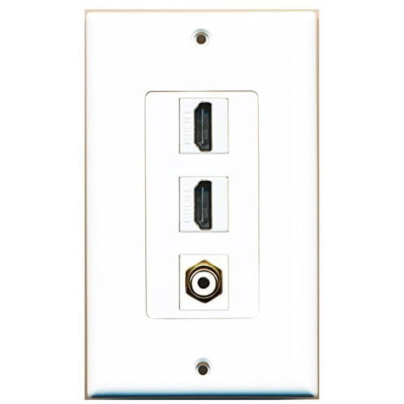 RiteAV - 2 Port HDMI and 1 Port RCA White Decorative Wall Plate