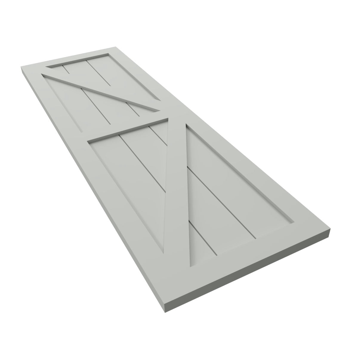 Ekena Millwork 15"W x 66"H True Fit PVC Two Equal Panel Farmhouse Fixed Mount Shutters w/ Z-Bar, Hailstorm Gray (Per Pair - Hardware Not Included)
