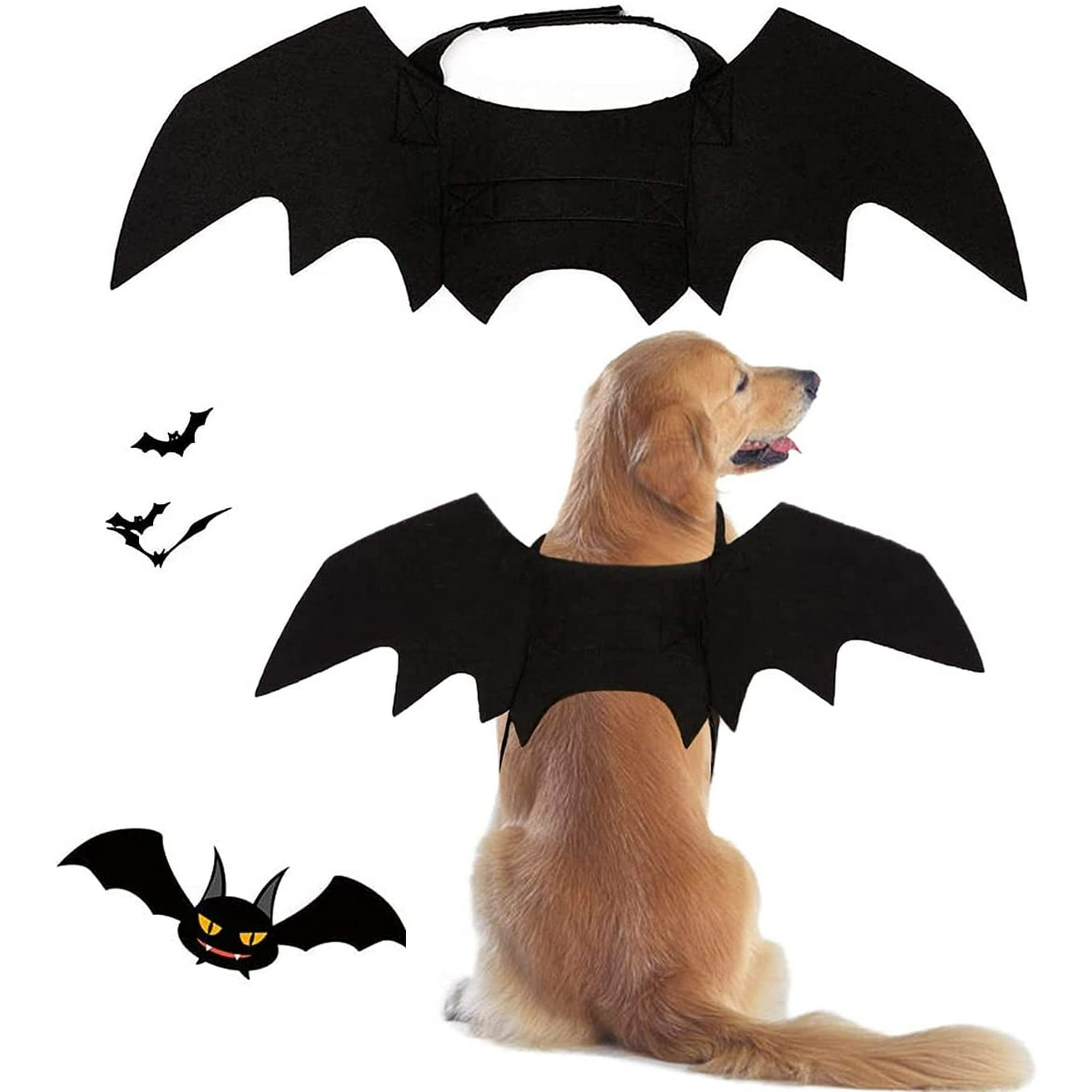 Pet Costumes Bat Wings for Puppy and Cat Halloween Dog Costumes Party Cosplay Decoration Black Apparel for Small Medium Larger Dogs BlackLarge Pack