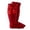 Red, variant on Krdevn Girls Vertical Rib Knee High Socks with Side Pom Detail, Soft Stretchy Dressy Hosiery (Baby,Toddler),2-4 Years