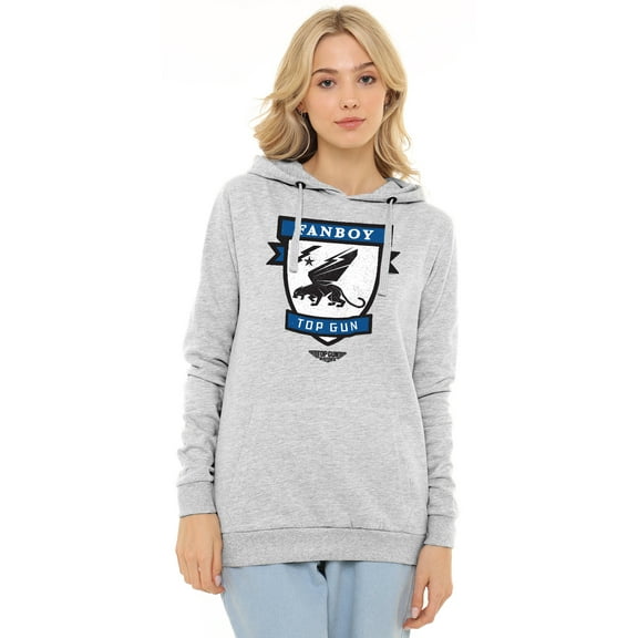 Top Gun Fanboy Logo Women's Pullover Hoodie, Grey Heather, Large