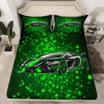 thumbnail image 3 of Feelyou Green Fahion Automobile Twin Sheet Sets, Square Honeycomb Twin Fitted Sheet, Teens Kids Boys Girls Flat Sheet, Lightweight Room Decor, 3pcs, 3 of 8
