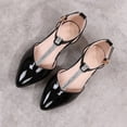thumbnail image 2 of RKSTN Girls Dress Sandals Rhinestone Pumps Chunky Block Heel Pointed Toe Ankle Strap Slingback French Style Summer Party Shoes for 4-12 Years, 2 of 6
