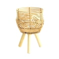 thumbnail image 1 of Nueva maceta tejida de bambú con patas de madera para decorar apartamentos y hogares., 1 of 4