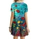 thumbnail image 5 of Puntoco Vestido De Manga Corta Para Mujer Vestido De Cuello Redondo Con Estampado Floral Vestido De Cuello Redondo De Manga Corta Color L,Regalos Para Mujer Joven, 5 of 5