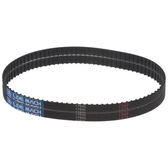 2 Packs 176XL 037 Timing Belt 88 Teeth Rubber Geared Cogged Belt, 0.37" Width, 0.20" Pitch