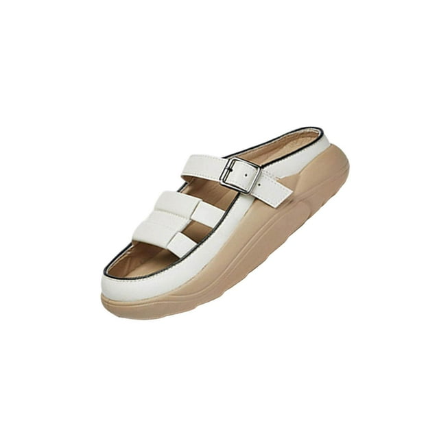 serony Sandales à Enfiler pour Femmes Imperméables Douces Sandales Plates Chaussures de Sol 36 Blanc